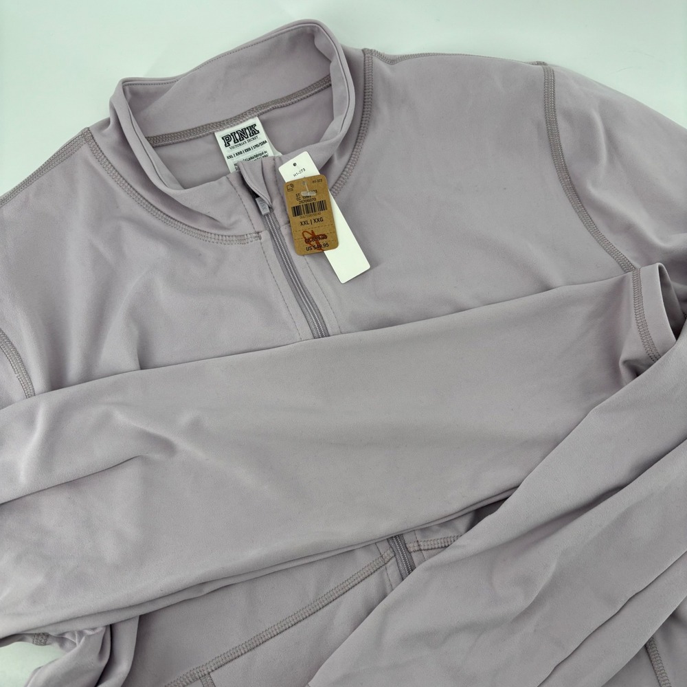 NWT PINK Victoria's Secret Women Jacket XXL Purple Full Zip Mock Neck Activewear